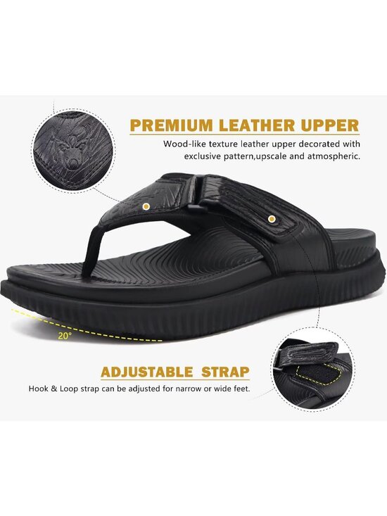 Men\'s Black Orthotic Cushion Flip Flops Athletic Recovery Soft Foam Sandal Shoes main image 4